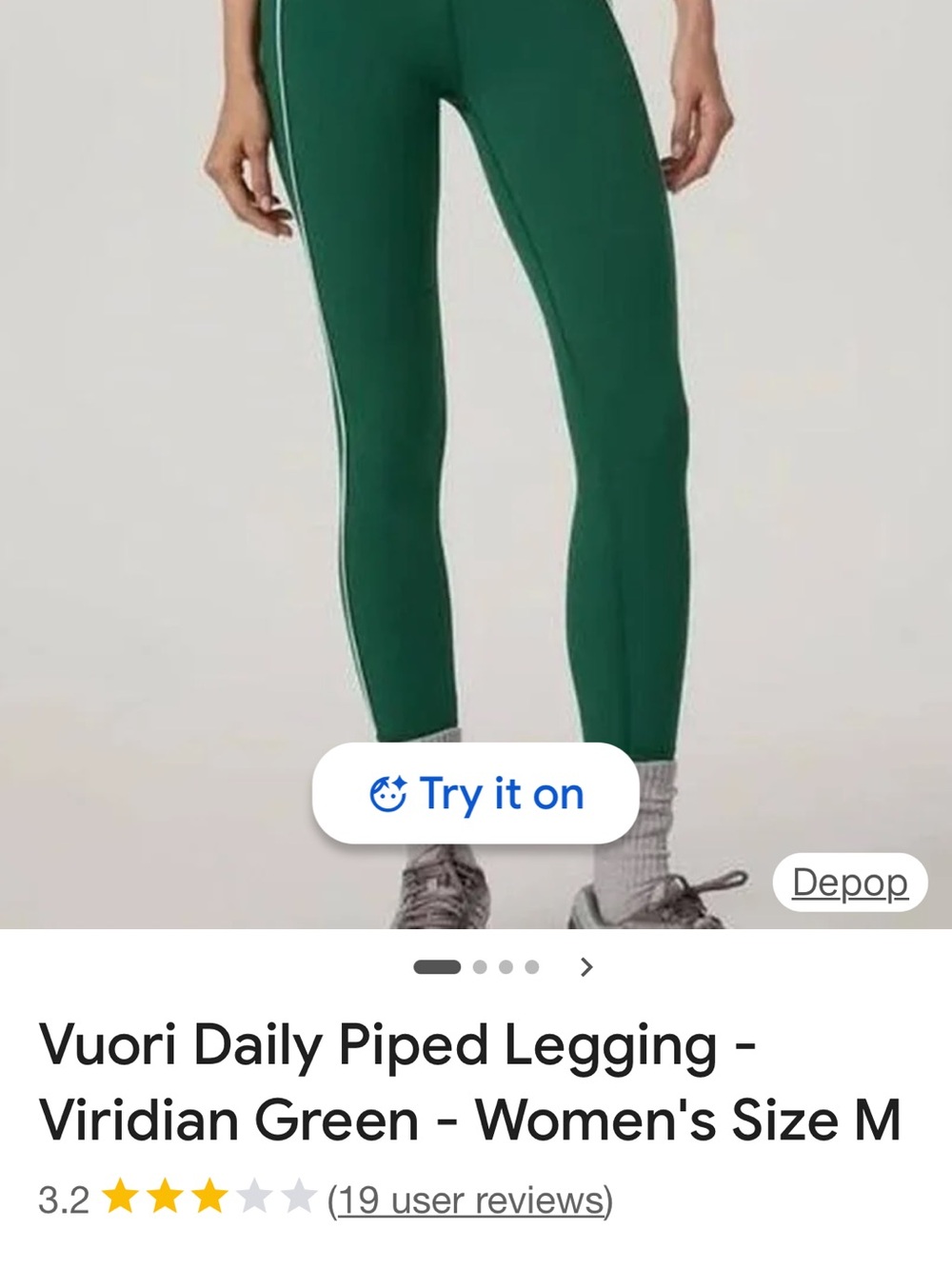 Vuori Dark Green Leggings with White Piping